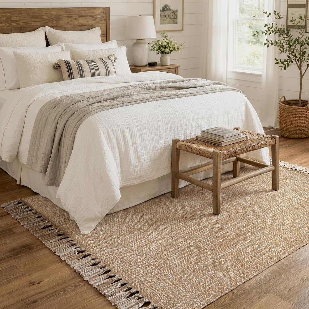 Collive 4' x 6' Hand Woven Bedroom Area Rug, Boho Indoor Outdoor Rugs