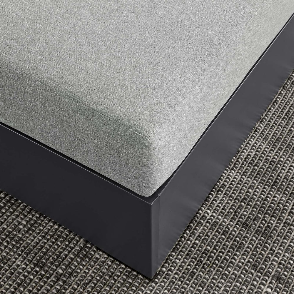 Modway Tahoe Aluminum Ottoman Gray with Weather-Resistant Cushion-Ideal as Ou...