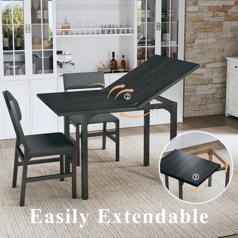 HUAHUU Dining Table Set for 4, Extendable Kitchen Table Cushion Chairs Set of...
