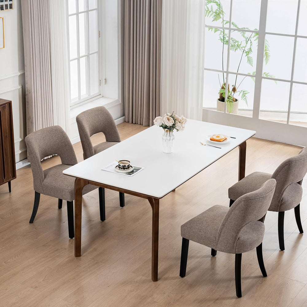 VKNOW Wooden Dining Chairs Set of 4, Modern Fabric Upholstered Dining Room Ch...