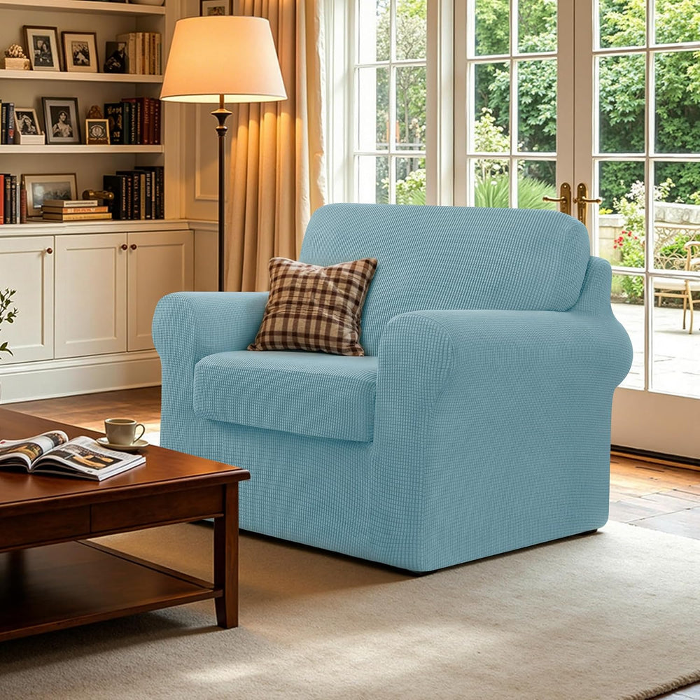 CHUN YI 3 Piece Stretch Armchair Sofa Cover, 1 Seater Couch Slipcover with On...