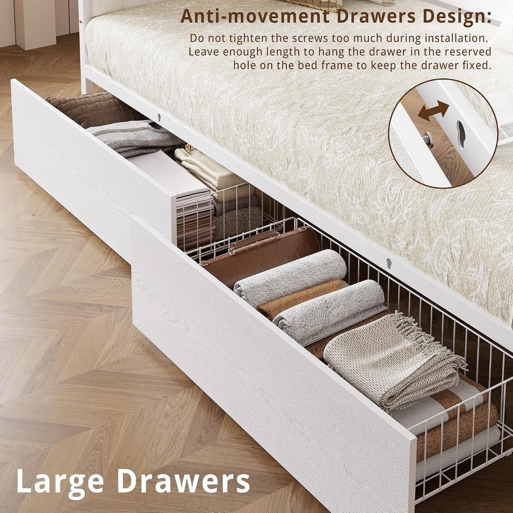 IRONCK Twin Daybed with Storage Drawers, Charging Station, White
