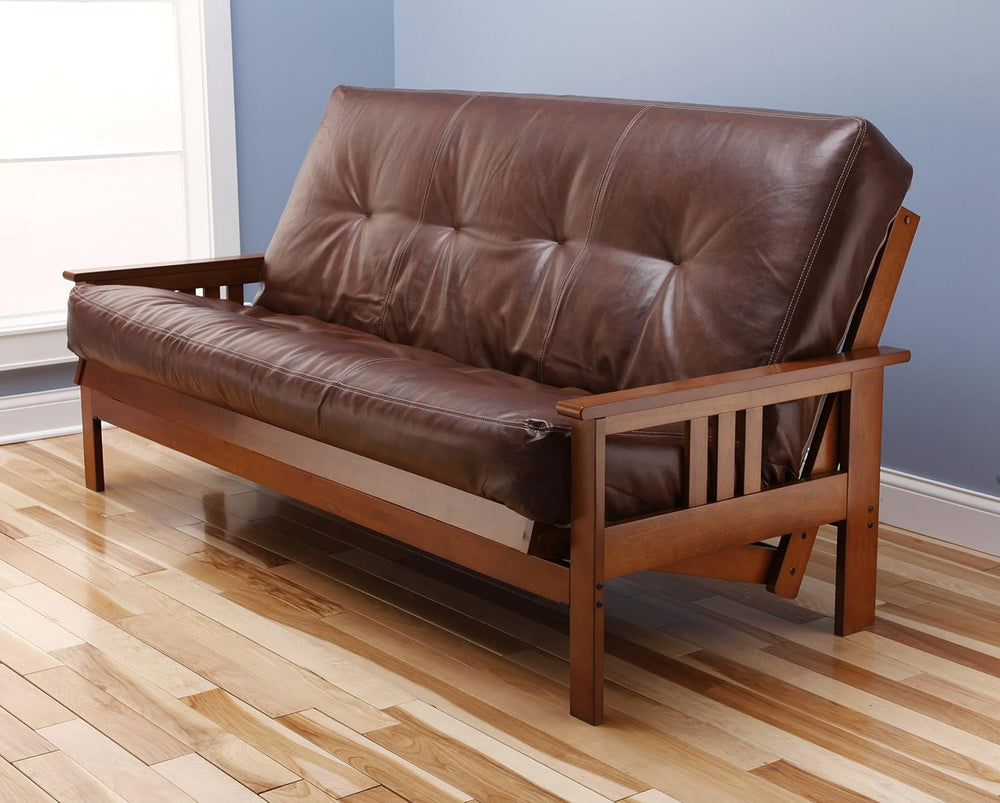 Toronto Futon Set "Frame and Mattress" Full Size Wood Finish w/ 8 I...