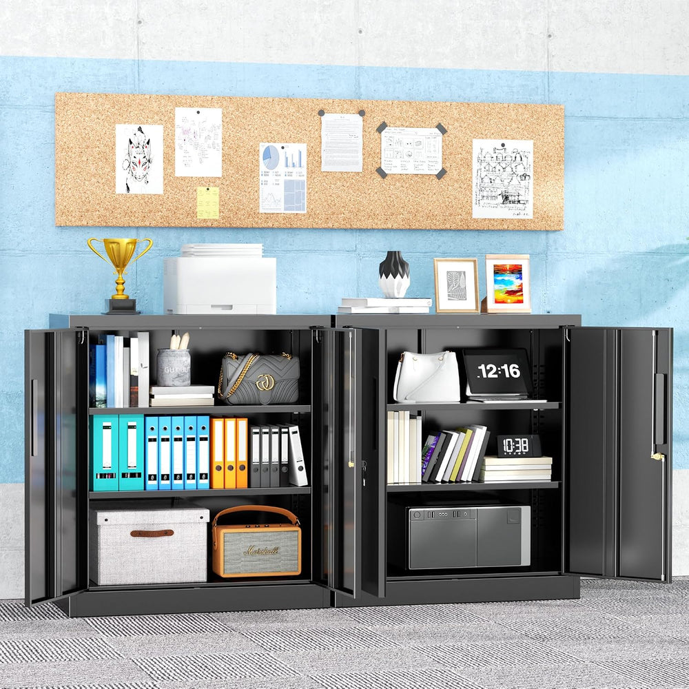 Pataku Metal Storage Cabinet, Garage Cabinet with Doors and Shelves 36" ...
