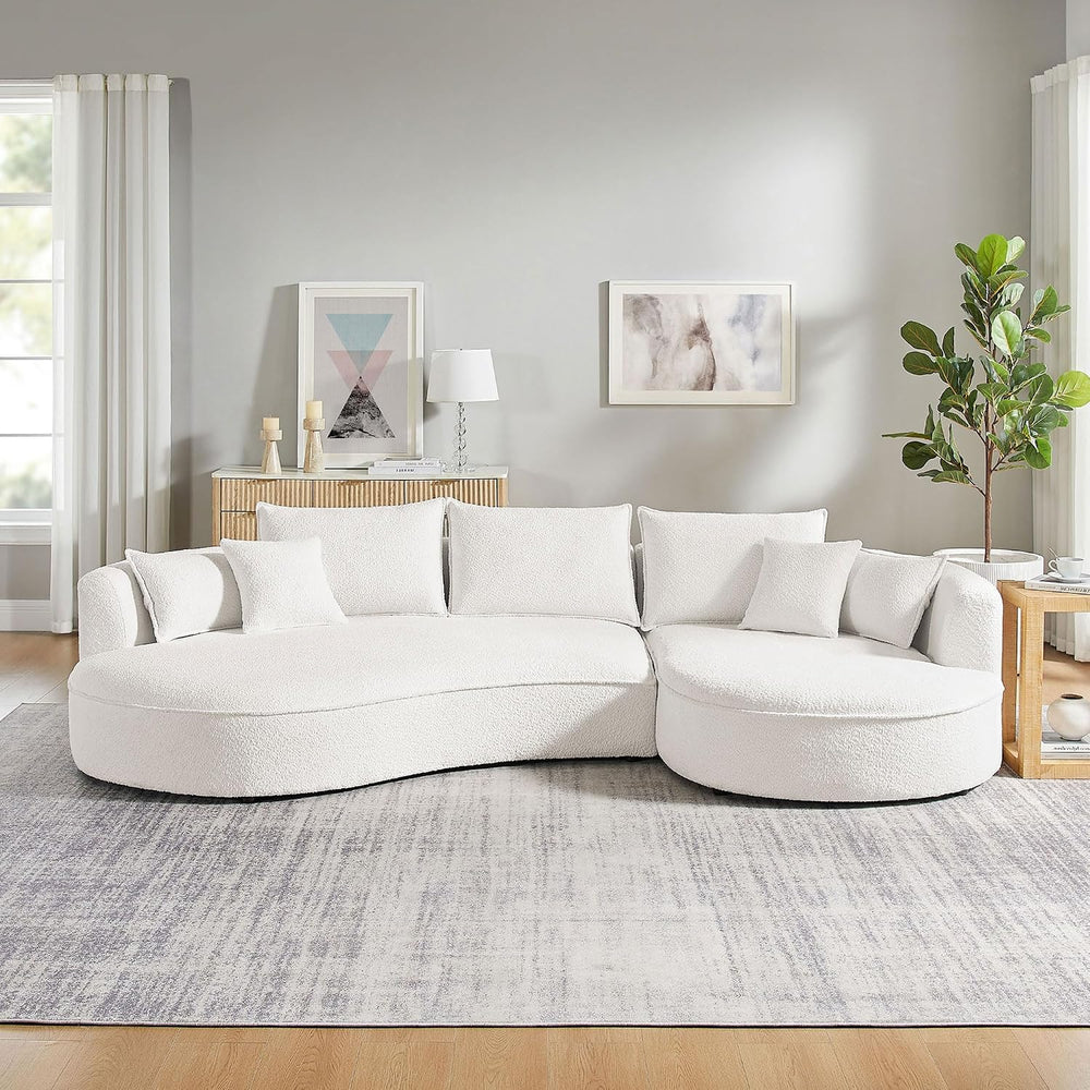 KEVINSPACE 128.15" Sofa Couch Modern Curved Cloud Round Sectional Couche...