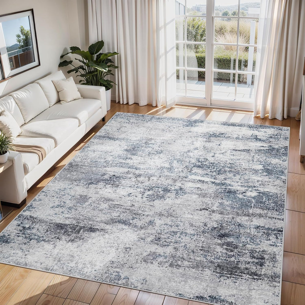 6x9 Area Rugs for Living Room Washable Bedroom Dining Room Blue Grey