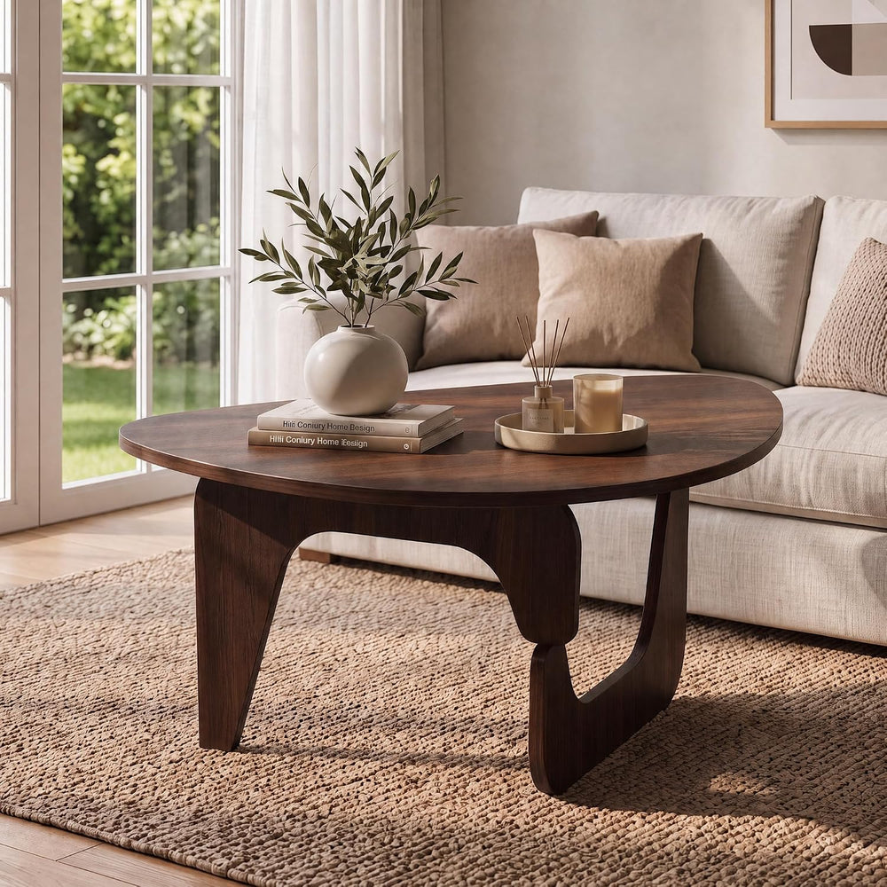 Seang Walnut Coffee Table, Mid Century Modern Center Table for Living Room