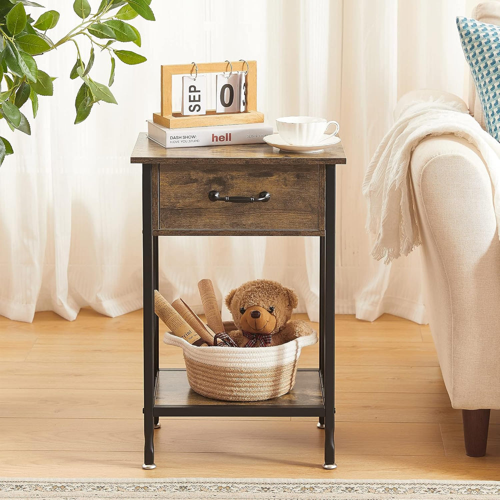 VECELO Nightstands, Industrial Side Table/End Tables with Drawer and Storage ...