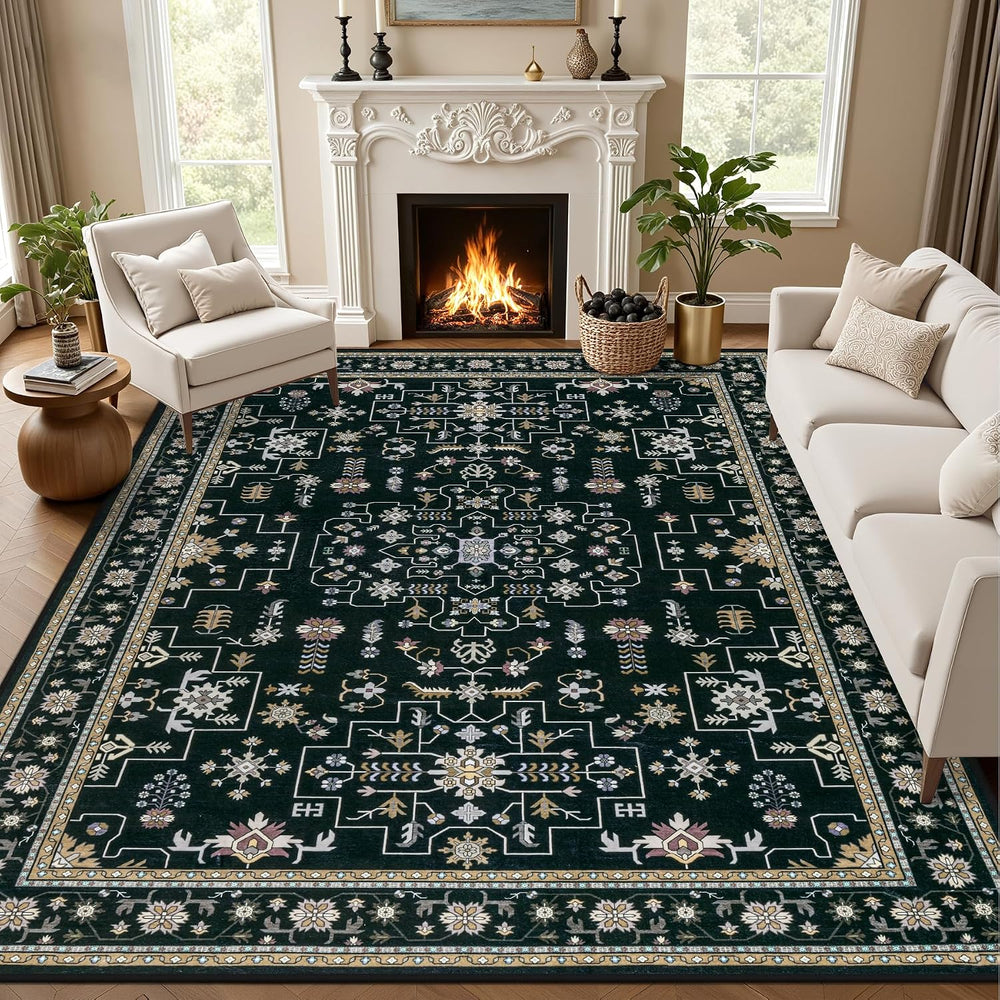 Area Rugs 10x12 Living Room Rug: Washable Rug Soft Vintage Boho Medallion