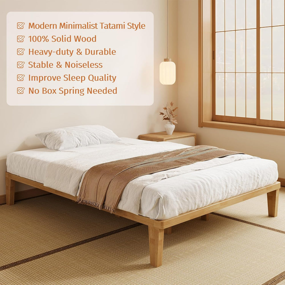 IOTXY Full Platform Bed Frame - 12" Solid Wood Mattress Foundation Base