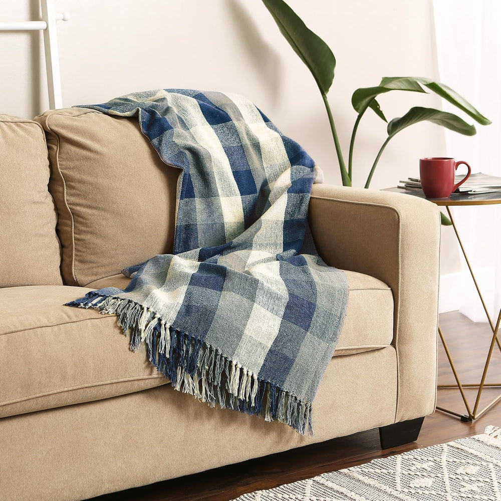 DII Buffalo Check Collection Rustic Farmhouse Throw Blanket with Tassels, 50x...