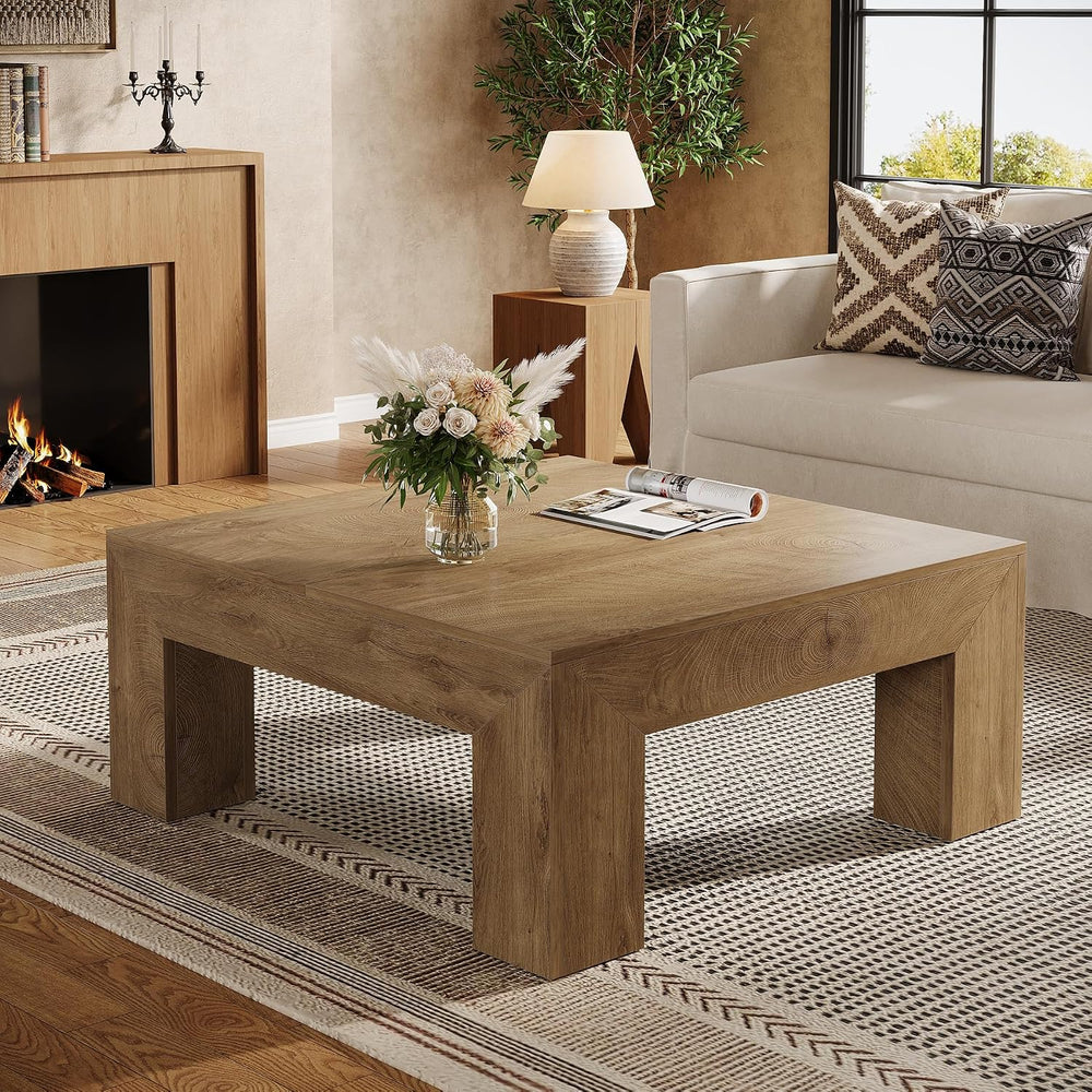 Tribesigns 39.4-Inch Square Coffee Table for Living Room, Farmhouse All MDF C...