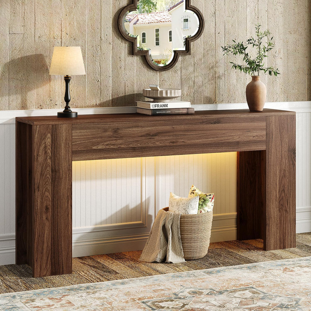 UNIQUITE 63-Inch Long Console Table with RGB LED Lights, Extra Wide and Thick...