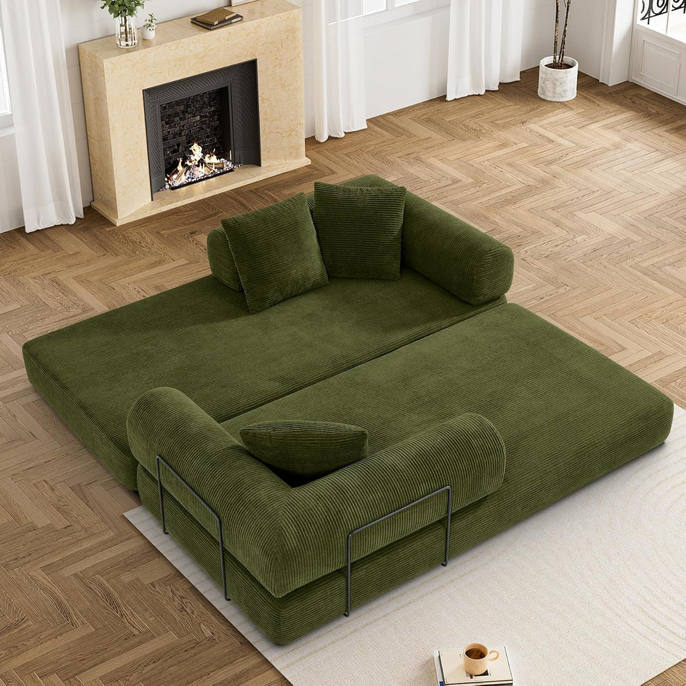 DAMAIFROM Convertible Sleeper Sofa Bed Floor Boneless Couch, Olive Green