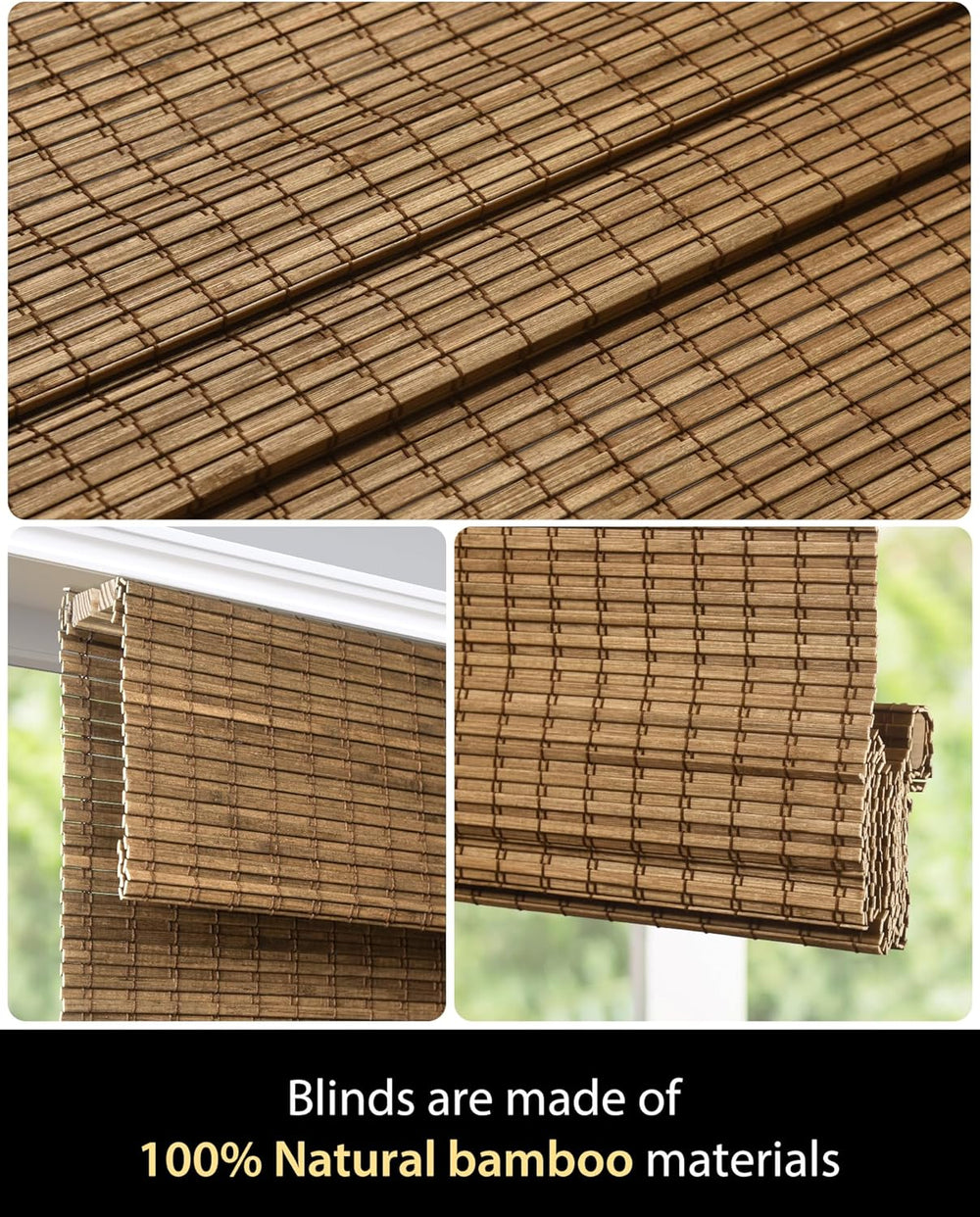 UNISHADES Bamboo Roman Shades w/Valance, 22.5" W × 48" H, Highfield...