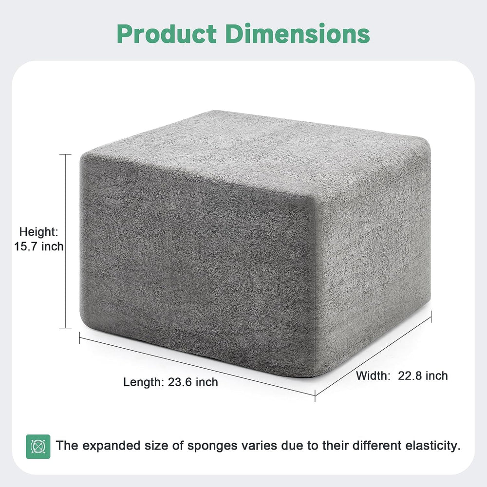 23.6'' Square Pouf Boneless Ottoman Foot Rest with High-Rebound Solid...
