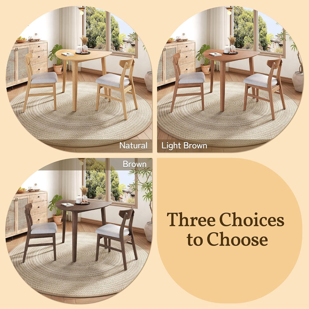 P PURLOVE Modern 3 Piece Table Set, Wood Triangular Table (Natural)