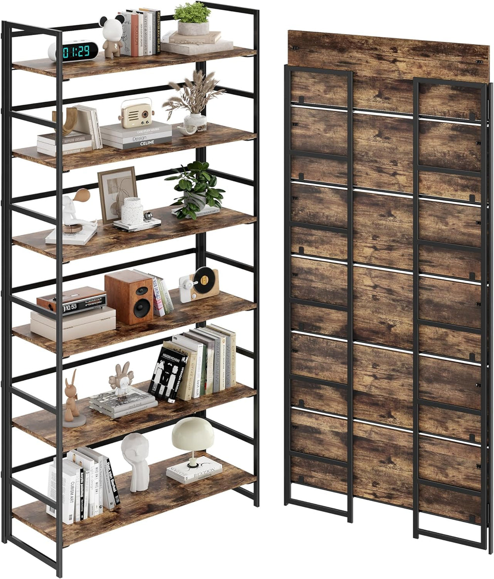 Vintage Multifunctional Folding Bookshelf, No-Assembly Plant Stand Storage Ra...