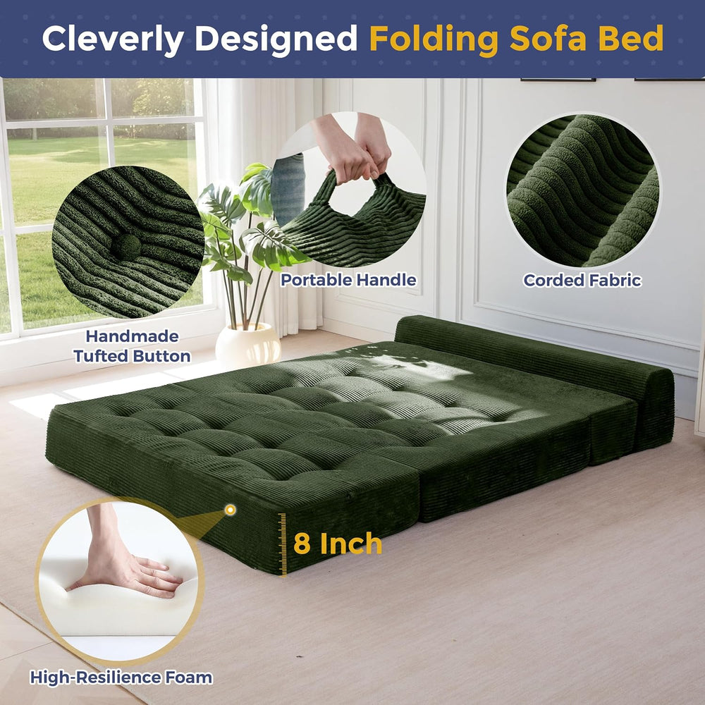 MAXYOYO Folding Sofa Bed, 8-Inch Fold-Out Chair Bed, Single