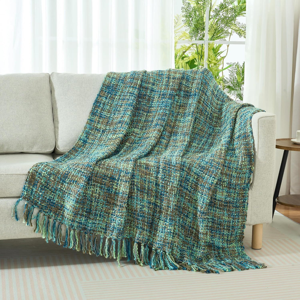 Multi-Color Cable Woven Throw Blanket for Couch - 50"X60"
