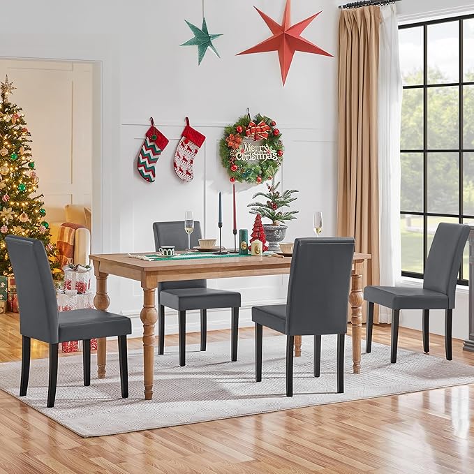 Yaheetech Dining Chairs Set of 4 PU Leather Upholstered Parsons Dining Chairs...