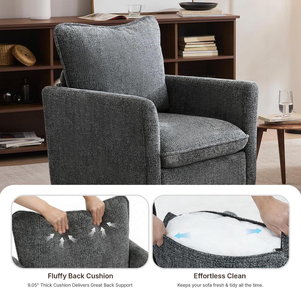 Grey Accent Chair Set of 2, Upholstered Armchair for Living Room