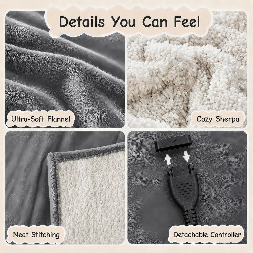 Soypipo Electric Heated Blanket King 90"x100" - Light Gray, ETL Cer...