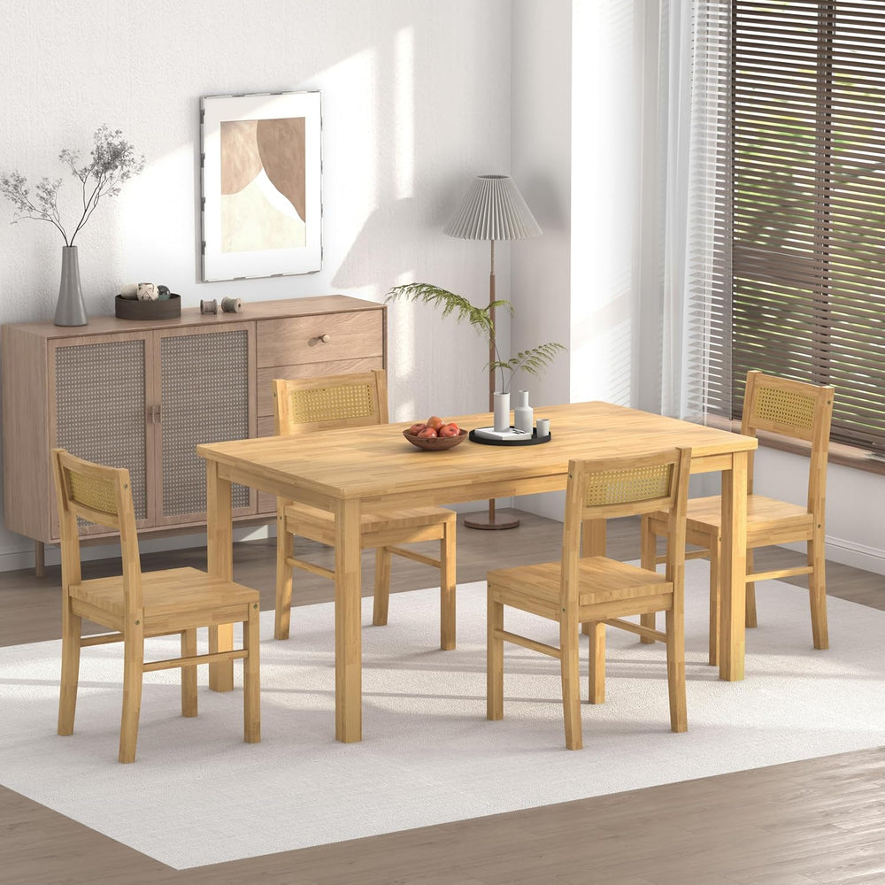 Solid Wood Dining Table Set for 4, 43.3" Dining Table with Chairs Set, K...