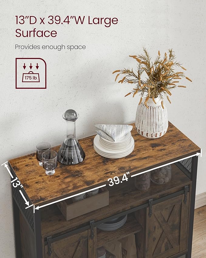 VASAGLE Buffet Cabinet, Coffee Bar Storage Cabinet, Sideboard with 2 Sliding ...