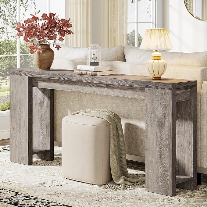 Tribesigns 70.9-Inch Extra Long Console Table, Farmhouse Wood Sofa Table Behi...