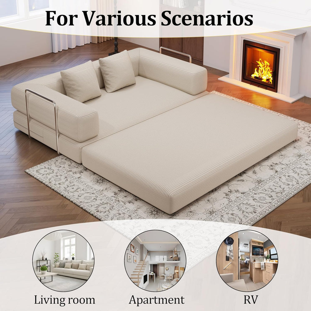 59.0 Inch Convertible Sofa Bed, 4-in-1Futon Sofas Bed Pull Out Sleeper Couch,...