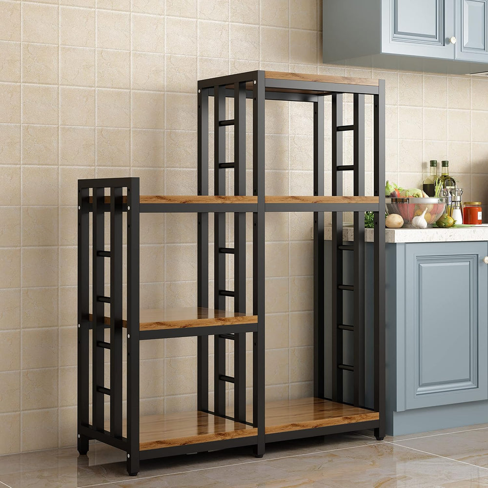 Kitchen Bakers Rack, 4-Tier+3-Tier Workstation Organizer Shelf, Free Standing...