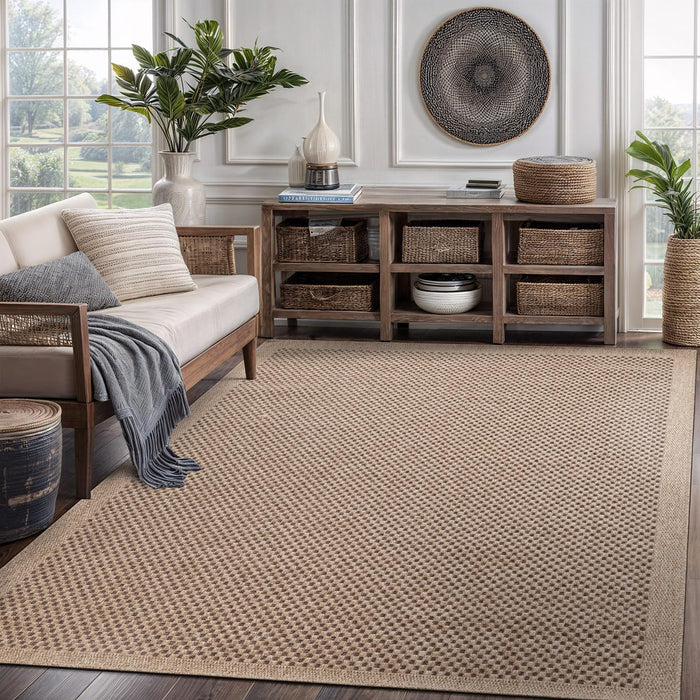 CAMILSON Easy Jute Rug 5x7, Indoor Outdoor Natural Color Fiber Area Rugs for Living Room Patio and Kitchen Rug, Sisal Boho Woven Design, Easy-Cleaning, Washable Outside Carpet Alfombras para(5 x 7)