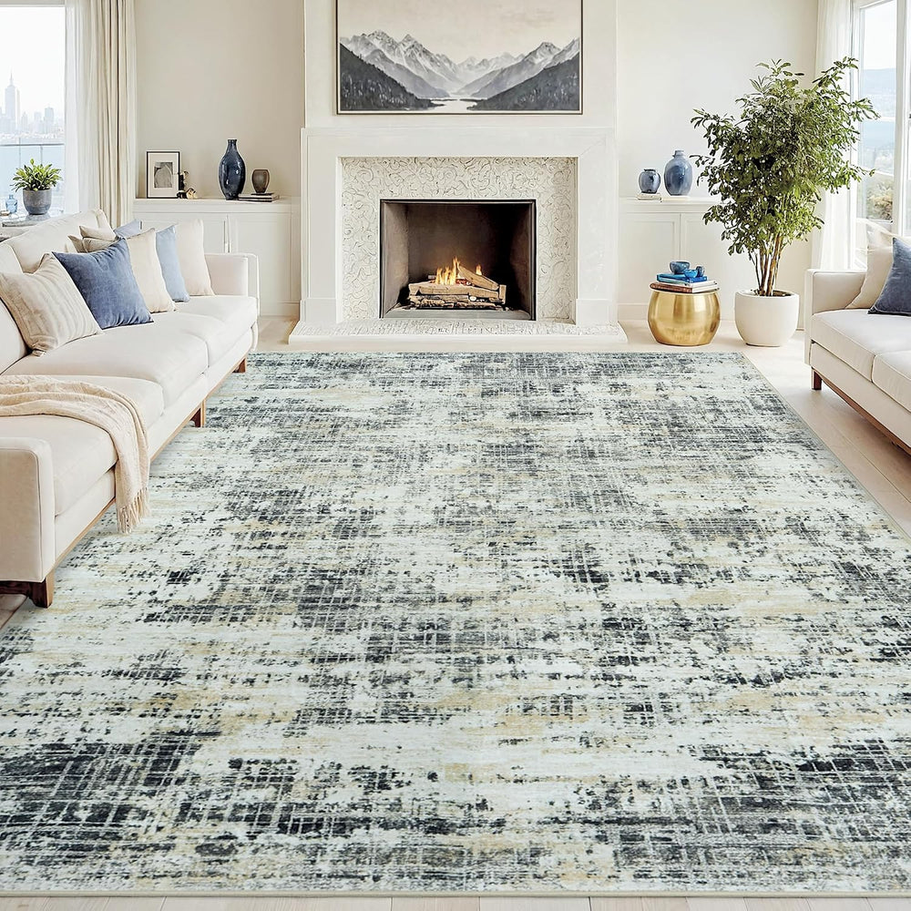 9x12 Area Rugs for Living Room Washable Rug: Anti-Skid Abstract Modern Living