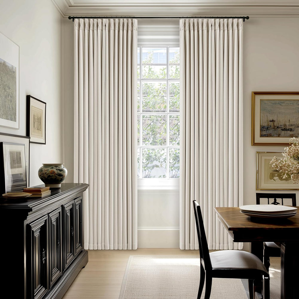 102 Inch Pinch Pleated Blackout Curtains for Bedroom 2 Panels Natural