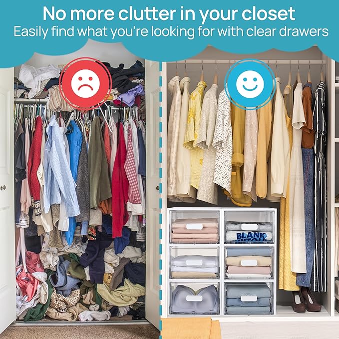 Vtopmart 4 Pack 18QT White Stackable Storage Drawers, Easily Assemble Closet
