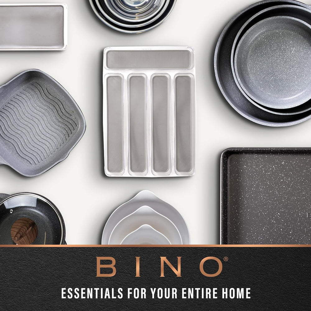 BINO | Woven Plastic Basket | Large (Natural Grey), 3-Pack | THE JUTE COLLECT...