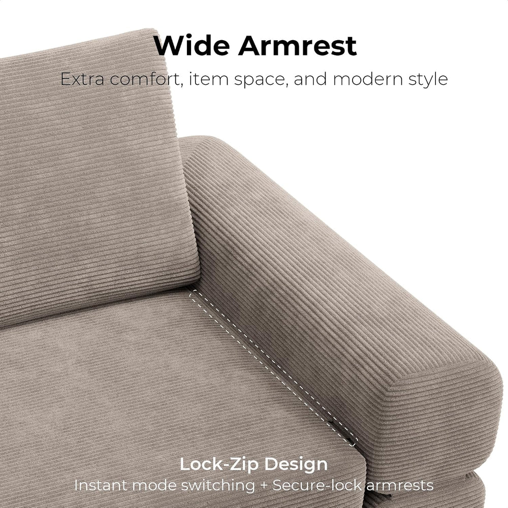LIKIMIO FlipNest 3-in-1 Convertible Sleeper Sofa, Light Brown