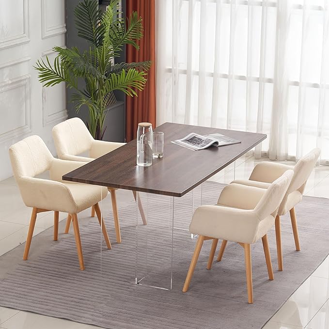 Mid Century Modern Dining Chairs Set of 4 & 2 & 6 Comfy Accent Chair ...