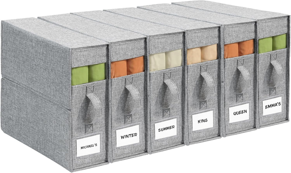 Sheet Organizers and Storage for Linen Closet, 6Pack Grey