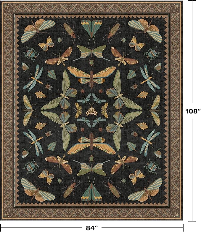 Black Washable 7x9 Large Area Rugs