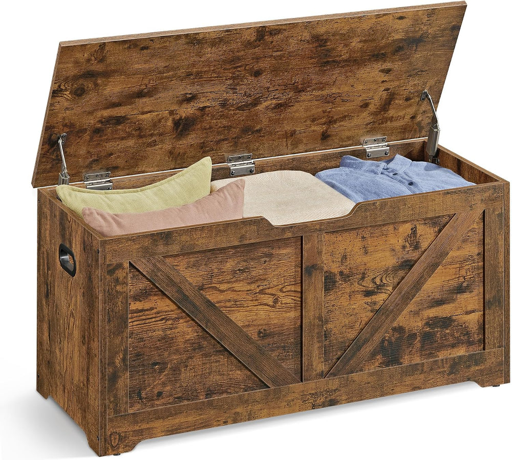 VASAGLE Storage Chest, Storage Trunk with 2 Safety Hinges, Storage Bench, Sho...