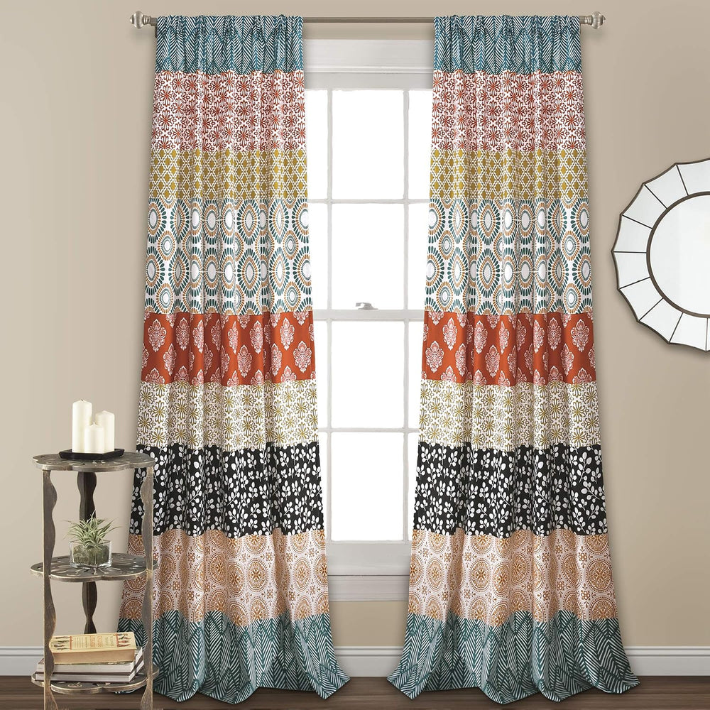 Lush Decor Bohemian Stripe Window Curtain Panels, Pair 52" W x 84" ...