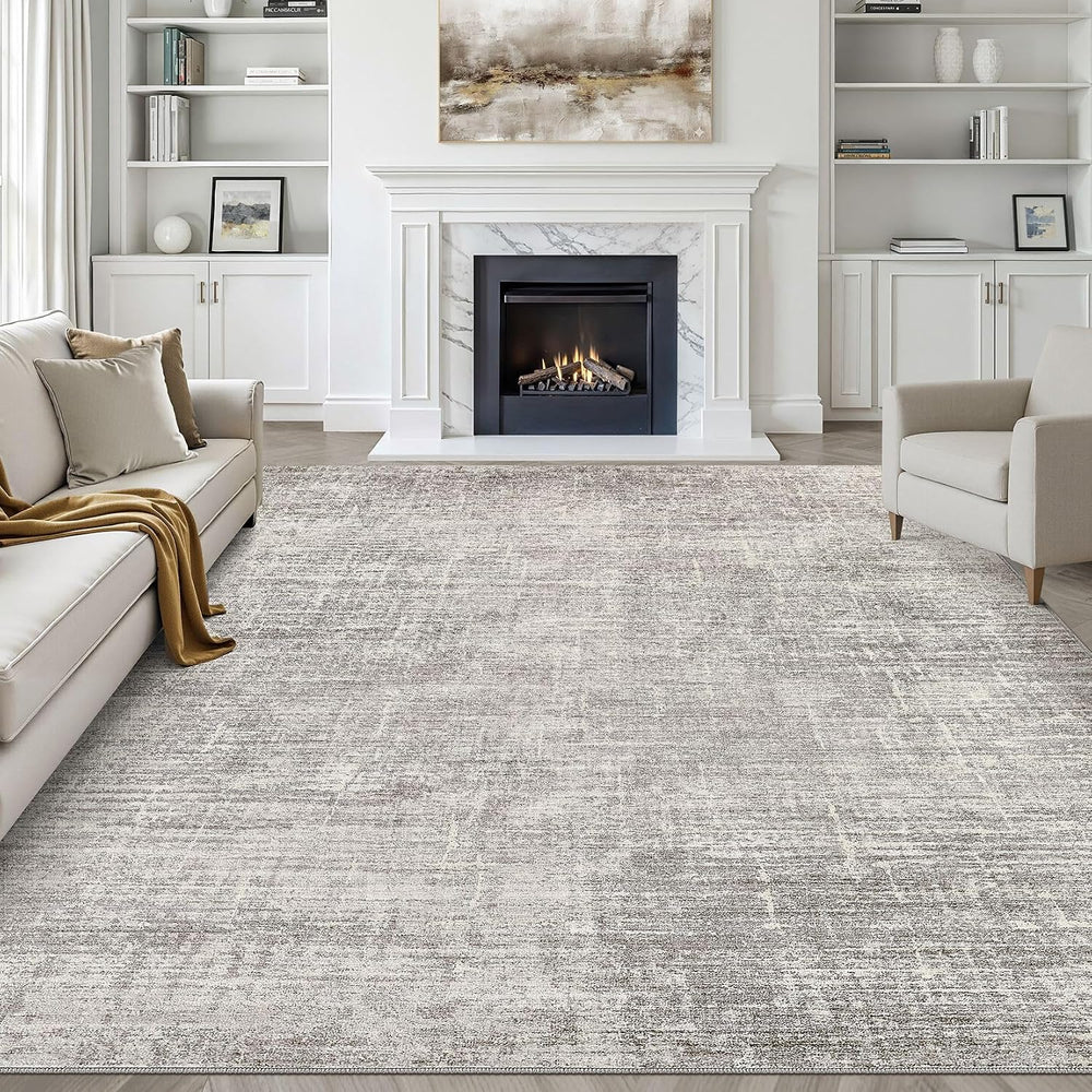 LOONGRUG 8x10 Area Rugs Washable Neutral Modern Living Room Rug Brown Gray