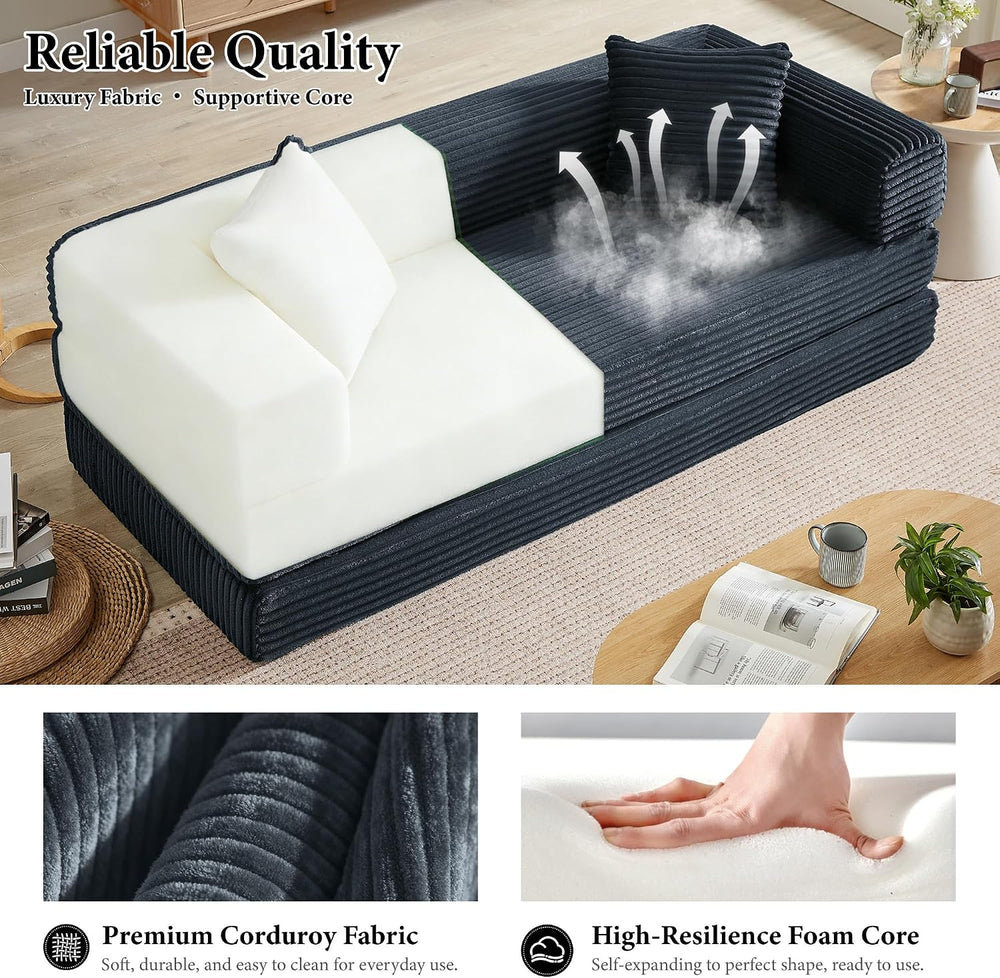 Boneless Couch Futon Sofa Bed Sectional Couches for Living Room,Cloud Couch w...