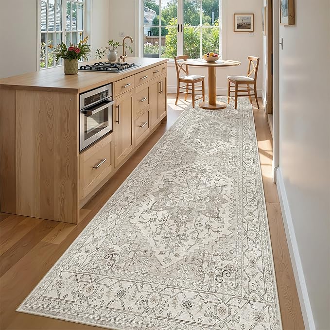 Madane 3x12 Hallway Runner Rug, Non Slip Washable 12ft Runner