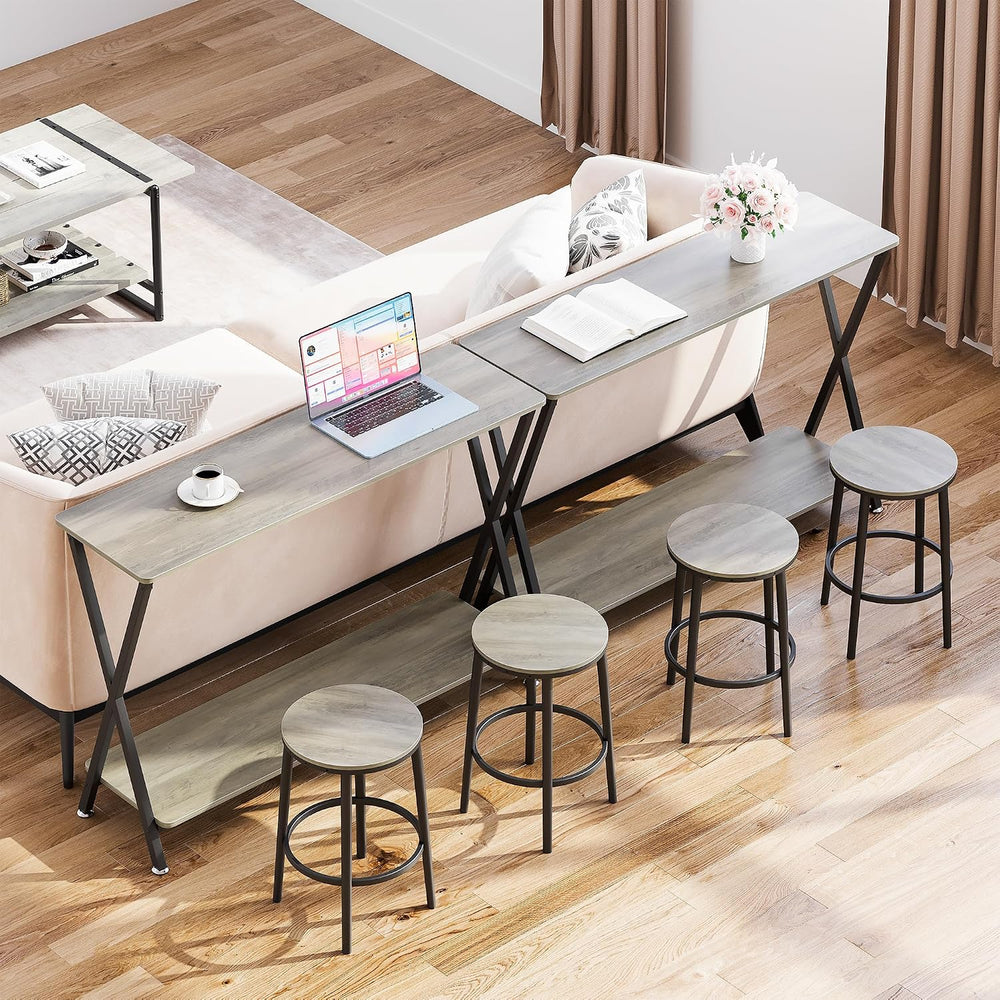 41.3” Narrow Console Table with 2-Tier Open Shelves, Farmhouse Sofa Table for...