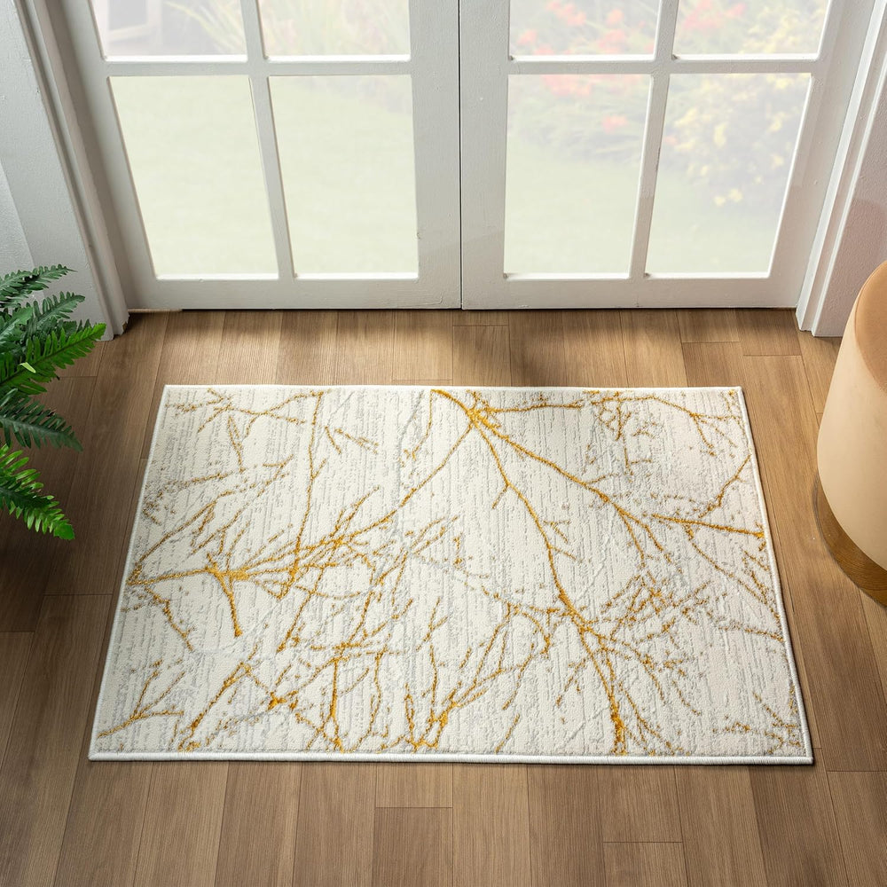 LUXE WEAVERS Modern Abstract Non-Shedding Area Rug Gold 2x3