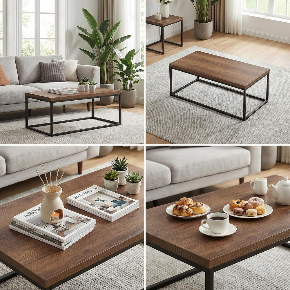 40" Dark Walnut Coffee Table, Extra Thick 1.2" Top, Medium Size