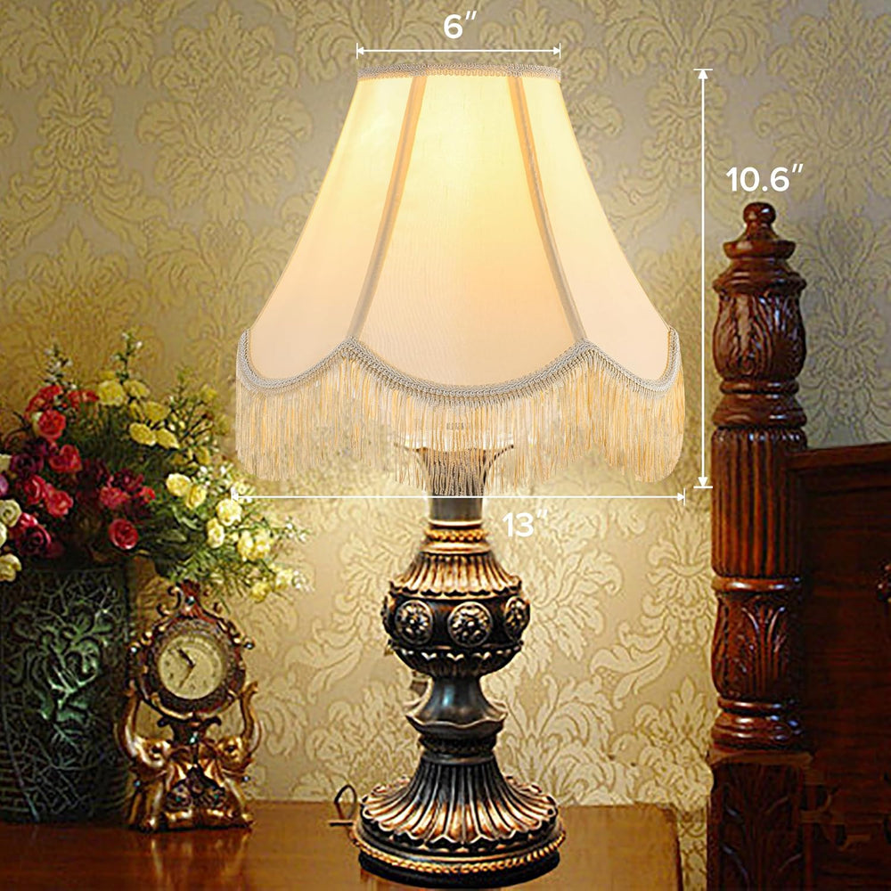 Lamp Shade Set of 2,6" x 13" x 10.6",Yellowish Beige,Scalloped...